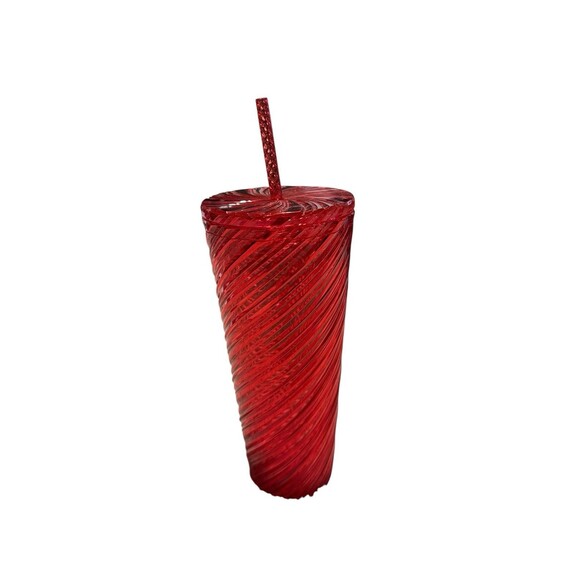 Starbucks Christmas Tumbler 2024 Red Swirl Stripe Venti  24oz Cold Cup New - Picture 4 of 6